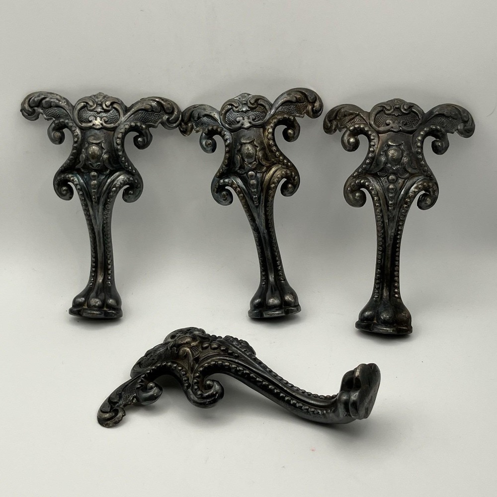 Set of 4 Vintage Winged Clawfoot Legs Cast Metal Replacement Hardware Salvage